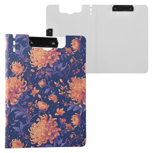 Faltbare Klemmbretter Große Orange Chrysanthemen Blumen A4 Klemmbrett Binder Doppelte Metallclips Stifthalter Still-Clipboard mit festem Einband Faltbare Klemmbretter Große Orange Chrysanthemen Blumen A4 Klemmbrett Binder Doppelte Metallclips Stifthalter Still-Clipboard mit festem Einband von Yuiboo