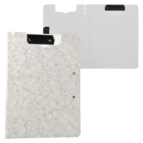 Faltbares Klemmbrett, grau-weiß, kleine Blumen, A4, Klemmbrett, Folio-Ordner, doppelte Metall-Clips, Stifthalter, Still-Clipboard mit Abdeckung Faltbares Klemmbrett, grau-weiß, kleine Blumen, A4, Klemmbrett, Folio-Ordner, doppelte Metall-Clips, Stifthalter, Still-Clipboard mit Abdeckung von Yuiboo