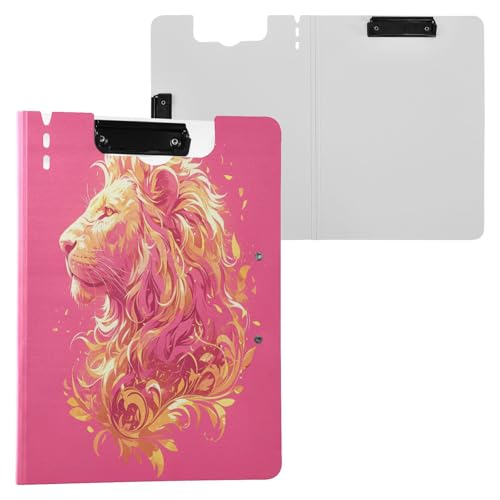 Faltbares Klemmbrett, kleiner Löwe, Hot Pink, A4-Klemmbrett, Folio-Ordner, zwei Metall-Clips, Stifthalter, Schul-Klemmbrett mit festem Einband Faltbares Klemmbrett, kleiner Löwe, Hot Pink, A4-Klemmbrett, Folio-Ordner, zwei Metall-Clips, Stifthalter, Schul-Klemmbrett mit festem Einband von Yuiboo