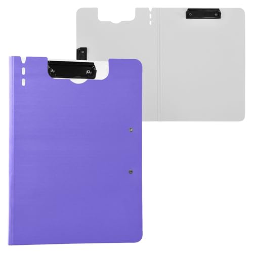 Faltbares Klemmbrett, mittelgroß, schieferblau, A4, Klemmbrett, Folio-Ordner, horizontale und vertikale Doppelklammern, Schulklemmbrett mit Abdeckung von Yuiboo