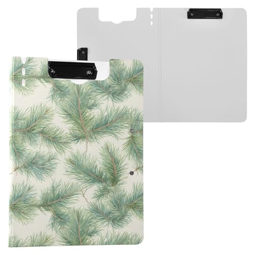 Faltbares Klemmbrett mit Aufbewahrung, Kiefernblätter, weiß, A4-Klemmbrett, Folio-Ordner, zwei Metall-Clips, Stifthalter, Still-Clipboard mit festem Einband Faltbares Klemmbrett mit Aufbewahrung, Kiefernblätter, weiß, A4-Klemmbrett, Folio-Ordner, zwei Metall-Clips, Stifthalter, Still-Clipboard mit festem Einband von Yuiboo