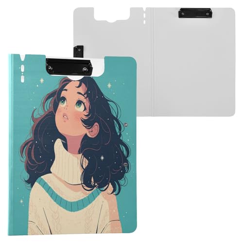 Faltbares Klemmbrett mit Aufbewahrung, Teenager, Mädchen, Schnee, A4-Klemmbrett, Folio-Ordner, doppelte Metall-Clips, Stifthalter, Schul-Klemmbrett mit Abdeckung Faltbares Klemmbrett mit Aufbewahrung, Teenager, Mädchen, Schnee, A4-Klemmbrett, Folio-Ordner, doppelte Metall-Clips, Stifthalter, Schul-Klemmbrett mit Abdeckung von Yuiboo