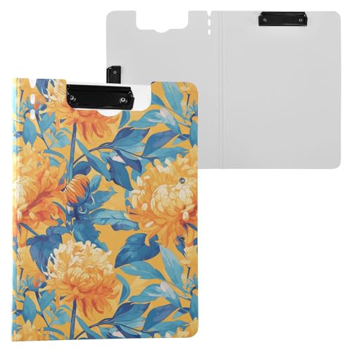 Faltbares Klemmbrett mit Aufbewahrung, große gelbe Blumen, A4-Klemmbrett, Binderfolio, horizontale und vertikale Doppelklammern, Schulklemmbrett mit Abdeckung Faltbares Klemmbrett mit Aufbewahrung, große gelbe Blumen, A4-Klemmbrett, Binderfolio, horizontale und vertikale Doppelklammern, Schulklemmbrett mit Abdeckung von Yuiboo