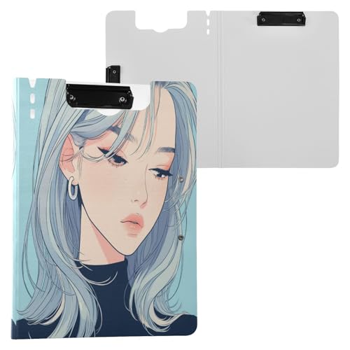 Faltbares Klemmbrett mit Aufbewahrung, leise, Damen, Stahlblau, A4-Klemmbrett mit Padfolio, horizontale und vertikale Doppel-Clips, Still-Clipboard mit Abdeckung Faltbares Klemmbrett mit Aufbewahrung, leise, Damen, Stahlblau, A4-Klemmbrett mit Padfolio, horizontale und vertikale Doppel-Clips, Still-Clipboard mit Abdeckung von Yuiboo