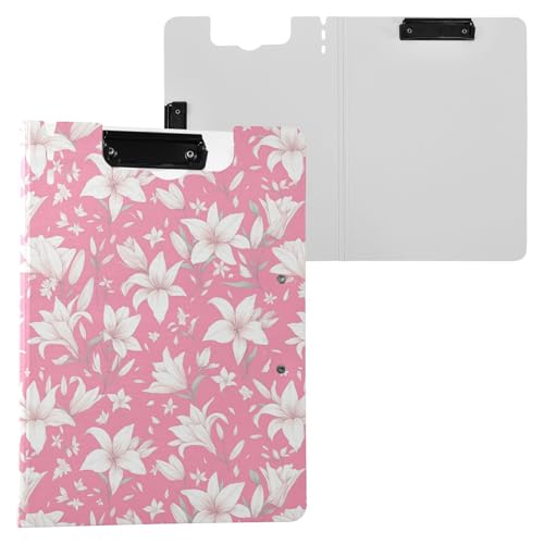 Faltbares Klemmbrett mit Padfolio, A4, mit zwei Metallklammern, Stifthalter, Schulklemmbrett mit Abdeckung, Weiß Faltbares Klemmbrett mit Padfolio, A4, mit zwei Metallklammern, Stifthalter, Schulklemmbrett mit Abdeckung, Weiß von Yuiboo