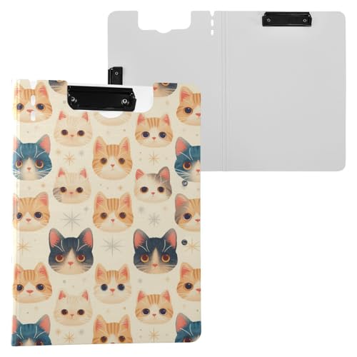 Faltbares Klemmbrett mit kleinem schickem Katzengesicht, A4-Klemmbrett mit Ordner, horizontale und vertikale Doppel-Clips, Büro-Klemmbrett mit Abdeckung Faltbares Klemmbrett mit kleinem schickem Katzengesicht, A4-Klemmbrett mit Ordner, horizontale und vertikale Doppel-Clips, Büro-Klemmbrett mit Abdeckung von Yuiboo