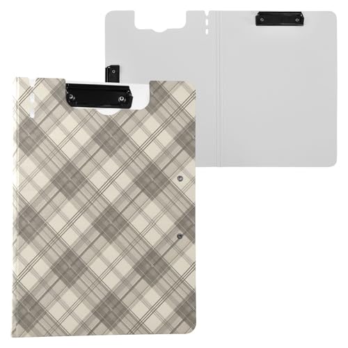 Gefaltetes Klemmbrett, Aschgrau, Büffelkaro, A4, Klemmbrett, Folio, horizontal und vertikal, Doppel-Clips, Schul-Klemmbrett mit festem Einband Gefaltetes Klemmbrett, Aschgrau, Büffelkaro, A4, Klemmbrett, Folio, horizontal und vertikal, Doppel-Clips, Schul-Klemmbrett mit festem Einband von Yuiboo