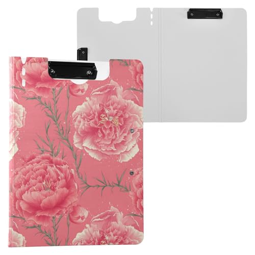Klemmbrett, groß, rosa Nelke, A4, Klemmbrett, Binderfolio, zwei Metall-Clips, Stifthalter, Still-Clipboard mit Abdeckung von Yuiboo