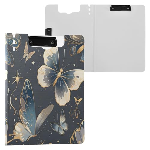 Klemmbrett-Mappe, niedliche Schmetterlinge, dunkelgrau, A4-Klemmbrett, Folio-Ordner, doppelte Metall-Clips, Stifthalter, Büro-Klemmbrett mit festem Einband Klemmbrett-Mappe, niedliche Schmetterlinge, dunkelgrau, A4-Klemmbrett, Folio-Ordner, doppelte Metall-Clips, Stifthalter, Büro-Klemmbrett mit festem Einband von Yuiboo