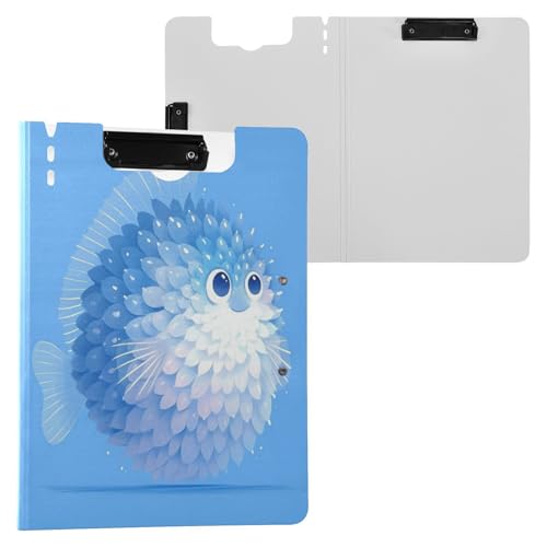 Klemmbrett-Mappe, niedlicher blauer Pufferfisch, A4, Klemmbrett, Folio-Ordner, zwei Metall-Clips, Stifthalter, Still-Clipboard mit Abdeckung Klemmbrett-Mappe, niedlicher blauer Pufferfisch, A4, Klemmbrett, Folio-Ordner, zwei Metall-Clips, Stifthalter, Still-Clipboard mit Abdeckung von Yuiboo
