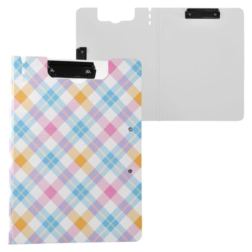 Klemmbrett Ordner Farbverlauf Gingham A4 Klemmbrett mit Padfolio Doppelte Metallclips Stifthalter Still-Clipboard mit Abdeckung Klemmbrett Ordner Farbverlauf Gingham A4 Klemmbrett mit Padfolio Doppelte Metallclips Stifthalter Still-Clipboard mit Abdeckung von Yuiboo