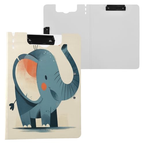Klemmbrett mit Aufbewahrung, Happy Elephant A4 Klemmbrett Clipfolio Doppel-Clips, Stifthalter, Still-Clipboard mit festem Einband Klemmbrett mit Aufbewahrung, Happy Elephant A4 Klemmbrett Clipfolio Doppel-Clips, Stifthalter, Still-Clipboard mit festem Einband von Yuiboo