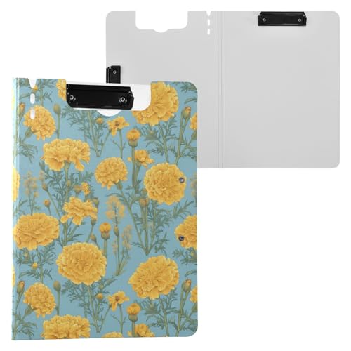 Klemmbrett mit Aufbewahrung, Ringelblume, Blumen, Blau, A4-Klemmbrett, Folio-Doppel-Clips, Stifthalter, Still-Clipboard mit Abdeckung Klemmbrett mit Aufbewahrung, Ringelblume, Blumen, Blau, A4-Klemmbrett, Folio-Doppel-Clips, Stifthalter, Still-Clipboard mit Abdeckung von Yuiboo