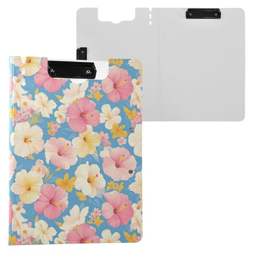 Klemmbrett mit Aufbewahrung, rosa Hibiskusblume, A4, Klemmbrett, Binderfolio, zwei Metallklammern, Stifthalter, Büro-Klemmbrett mit Abdeckung Klemmbrett mit Aufbewahrung, rosa Hibiskusblume, A4, Klemmbrett, Binderfolio, zwei Metallklammern, Stifthalter, Büro-Klemmbrett mit Abdeckung von Yuiboo