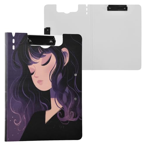 Klemmbrett mit Aufbewahrung, ruhig, lila, A4-Klemmbrett, Folio, zwei Metall-Clips, Stifthalter, Still-Clipboard mit Abdeckung Klemmbrett mit Aufbewahrung, ruhig, lila, A4-Klemmbrett, Folio, zwei Metall-Clips, Stifthalter, Still-Clipboard mit Abdeckung von Yuiboo