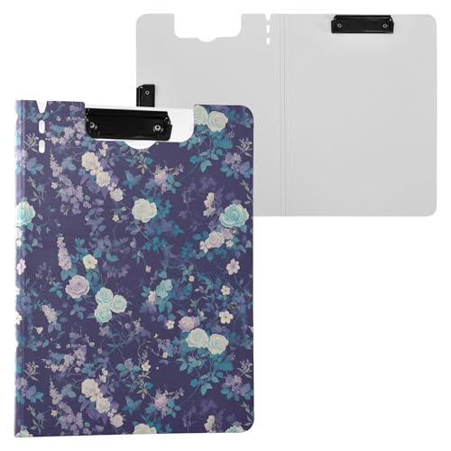 Klemmbrett mit Mappe, ästhetisch, lila, blaue Rosen, A4, Klemmbrett, Folio, zwei Metallklammern, Stifthalter, Still-Clipboard mit festem Einband Klemmbrett mit Mappe, ästhetisch, lila, blaue Rosen, A4, Klemmbrett, Folio, zwei Metallklammern, Stifthalter, Still-Clipboard mit festem Einband von Yuiboo