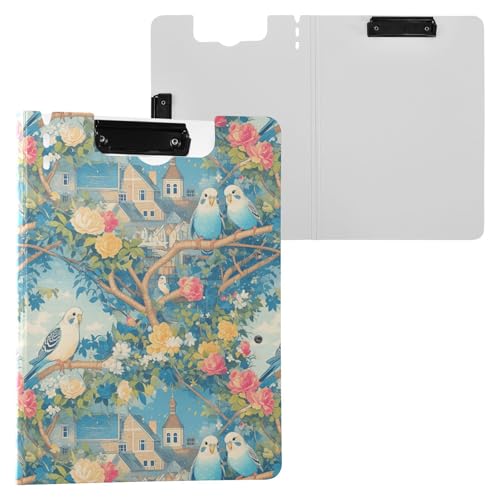 Klemmbrett mit Mappe, niedlicher Wellensittich, Vögel, A4, horizontale und vertikale Doppel-Clips, Still-Clipboard mit festem Einband Klemmbrett mit Mappe, niedlicher Wellensittich, Vögel, A4, horizontale und vertikale Doppel-Clips, Still-Clipboard mit festem Einband von Yuiboo