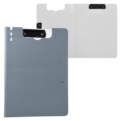 Klemmbrett mit Ordner, schiefergrau, A4, Klemmbrett, Ordner, zwei Metallclips, Stifthalter, Still-Clipboard mit Abdeckung Klemmbrett mit Ordner, schiefergrau, A4, Klemmbrett, Ordner, zwei Metallclips, Stifthalter, Still-Clipboard mit Abdeckung von Yuiboo