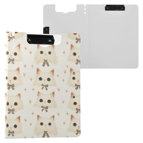 Klemmbrett mit niedlichen weißen Katzengesichtern, A4-Klemmbrett, horizontale und vertikale Doppel-Clips, Still-Clipboard mit festem Einband Klemmbrett mit niedlichen weißen Katzengesichtern, A4-Klemmbrett, horizontale und vertikale Doppel-Clips, Still-Clipboard mit festem Einband von Yuiboo