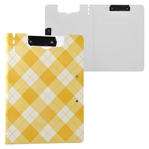 Klemmbrettmappe mit Aufbewahrung, helles Goldenrod Gelb Karos, A4-Klemmbrett mit Padfolio, zwei Metallclips, Stifthalter, Still-Clipboard mit Abdeckung Klemmbrettmappe mit Aufbewahrung, helles Goldenrod Gelb Karos, A4-Klemmbrett mit Padfolio, zwei Metallclips, Stifthalter, Still-Clipboard mit Abdeckung von Yuiboo