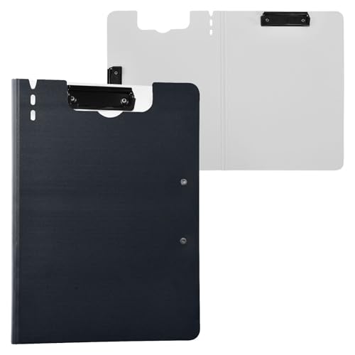 Klemmbrettmappe mit Aufbewahrung, schwarz, einfarbig, A4-Klemmbrett, Padfolio, doppelte Metall-Clips, Stifthalter, Still-Clipboard mit festem Einband Klemmbrettmappe mit Aufbewahrung, schwarz, einfarbig, A4-Klemmbrett, Padfolio, doppelte Metall-Clips, Stifthalter, Still-Clipboard mit festem Einband von Yuiboo