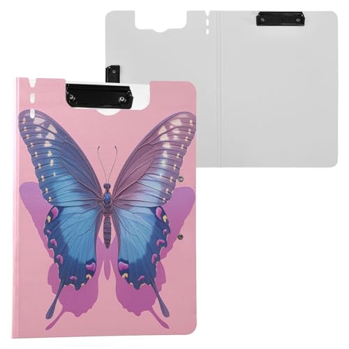 Klemmbrettmappe mit Aufbewahrung, süßer blauer Schmetterling, Rosa, A4-Klemmbrett mit Padfolio, zwei Metallklammern, Stifthalter, Schulklemmbrett mit festem Einband Klemmbrettmappe mit Aufbewahrung, süßer blauer Schmetterling, Rosa, A4-Klemmbrett mit Padfolio, zwei Metallklammern, Stifthalter, Schulklemmbrett mit festem Einband von Yuiboo