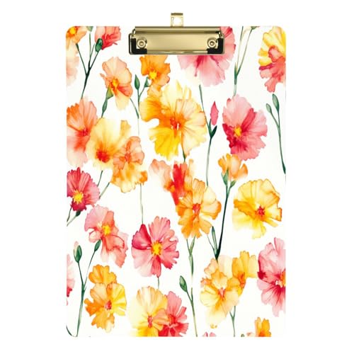 Niedliches Klemmbrett Spanien Nelke Schönheit Sommer Blumen Kunststoff Ernährungsberater Klemmbrett für Büro Klassenzimmer 30,5 x 22,9 cm mit Metallclip von Yuiboo