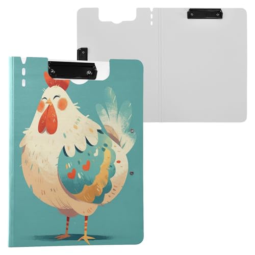 Ordner-Klemmbrett mit Aufbewahrung, lustiges Huhn, A4-Klemmbrett, Ordner, zwei Metallklammern, Stifthalter, Büro-Klemmbrett mit Abdeckung Ordner-Klemmbrett mit Aufbewahrung, lustiges Huhn, A4-Klemmbrett, Ordner, zwei Metallklammern, Stifthalter, Büro-Klemmbrett mit Abdeckung von Yuiboo