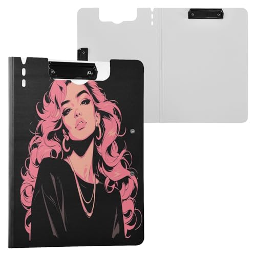 Ordner-Klemmbrett mit Aufbewahrung, rosa, östliche Frauen, A4, Klemmbrett, Ordner, zwei Metallklammern, Stifthalter, Schulklemmbrett mit Abdeckung Ordner-Klemmbrett mit Aufbewahrung, rosa, östliche Frauen, A4, Klemmbrett, Ordner, zwei Metallklammern, Stifthalter, Schulklemmbrett mit Abdeckung von Yuiboo