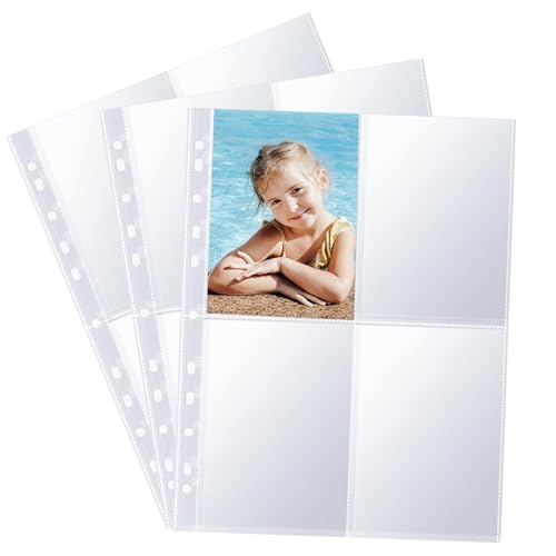 30 Pack 240 Taschen A4 Foto Hüllen für 2/3/4 Ringordner, Transparente Postkartenhüllen mit 4 Fächern (105x154mm) Top Loading Fotoalbum Nachfüllseiten für Sammelkarten, Spielkarten & Familienfotos 30 Pack 240 Taschen A4 Foto Hüllen für 2/3/4 Ringordner, Transparente Postkartenhüllen mit 4 Fächern (105x154mm) Top Loading Fotoalbum Nachfüllseiten für Sammelkarten, Spielkarten & Familienfotos von Yuiturt