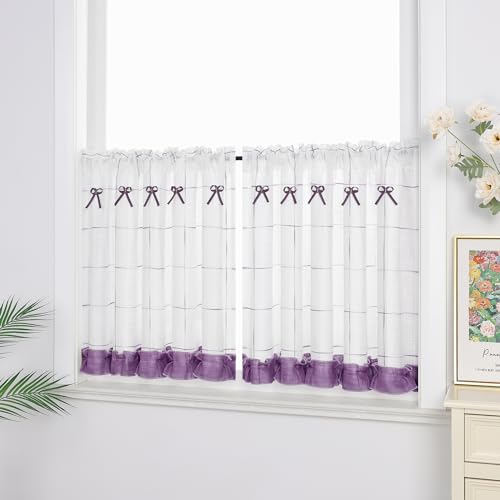 Yujiao Mao 1 Stück Baumwoll-Leinen Scheibengardinen mit Tunnelzug Modern Landhaustil Bistrogardine Kurzgardine,violett BxH 140x45cm Yujiao Mao 1 Stück Baumwoll-Leinen Scheibengardinen mit Tunnelzug Modern Landhaustil Bistrogardine Kurzgardine,violett BxH 140x45cm von Yujiao Mao