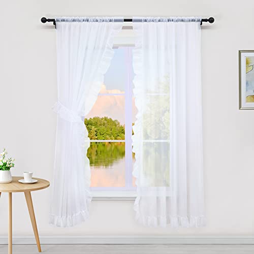 Yujiao Mao 2er Pack Voile Gardinen mit Schlaufen Romantische transparente Gardine mit Rüschenkante einfarbige Kinderzimmer Vorhänge, Weiß, BxH 150x170cm Yujiao Mao 2er Pack Voile Gardinen mit Schlaufen Romantische transparente Gardine mit Rüschenkante einfarbige Kinderzimmer Vorhänge, Weiß, BxH 150x170cm von Yujiao Mao