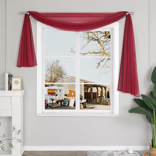 Yujiao Mao Uni Farbe Voile Freihandbogen Schals Querbehang Deko Gardinen Winerot BxL 140X400cm Yujiao Mao Uni Farbe Voile Freihandbogen Schals Querbehang Deko Gardinen Winerot BxL 140X400cm von Yujiao Mao