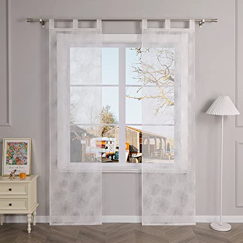 Yujiao Mao Voile Ausbrenner weiß Flächenvorhänge mit Schlaufen Uni einfarbig zeitlos Schiebegardinen mit Hydrocotyle vulgaris Muster 2-Set,HxB 145x57cm Yujiao Mao Voile Ausbrenner weiß Flächenvorhänge mit Schlaufen Uni einfarbig zeitlos Schiebegardinen mit Hydrocotyle vulgaris Muster 2-Set,HxB 145x57cm von Yujiao Mao
