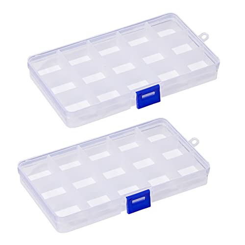 2 Stk Plastik Sortierbox 15 Gitter, Aufbewahrungsboxen mit 15 Fächern, Sortimentskasten Verstellbare, Organizer Box Kunststoff Transparent für Kleinteile, Schmuck, Schrauben, Perlen, Ohrringen 2 Stk Plastik Sortierbox 15 Gitter, Aufbewahrungsboxen mit 15 Fächern, Sortimentskasten Verstellbare, Organizer Box Kunststoff Transparent für Kleinteile, Schmuck, Schrauben, Perlen, Ohrringen von Yukaiwn