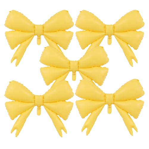 5 x große Luftballons, Macaron-Schleife, Thema, Geburtstagsparty, Babyparty, Mädchen, Party-Dekoration, Schleife, Folienballon, Hochzeitsfeier, Dekoration (Macaron-Gelb) von Yukiner