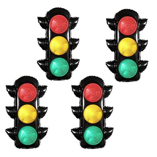 Ampelballon, 78,9 cm, Rennauto, Geburtstagsdekoration, riesiger rot-gelb-grüner Ballon für Schule, Verkehrssicherheit, Thema, Kinder, Baufahrzeug, Geburtstagsparty-Zubehör, 4 Stück von Yukiner