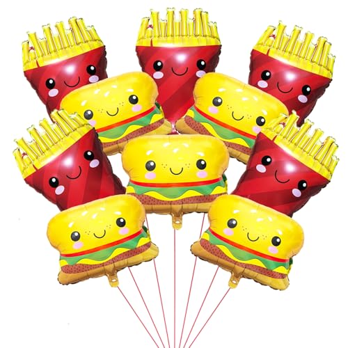Hamburger-Luftballons, Pommes Frites, Ballon, Fast-Food-Snacks, Motto-Party-Dekorationen, Chips, Geburtstagsparty-Zubehör, Picknick-Party-Requisiten, 10 Stück von Yukiner