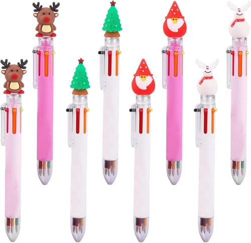 8 Stück Weihnachten Multicolor Kugelschreiber 6-in-1 Druck-Weihnachtskugelschreiber, Druckkugelschreiber Weihnachten Kugelschreiber Perfekt Als Weihnachtsgeschenke Für Studenten, Kinder Und Kollegen von Yukiyi
