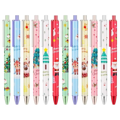 Kugelschreiber Weihnachten 12 Stuck Weihnachtsstifte Weihnachtskugelschreiber Weihnachts Kugelschreiber Schneemann Stifte Weihnachtsstifte Set for Weihnachts Schule Weihnachtsgeschenke Kleinigkeiten von Yukiyi