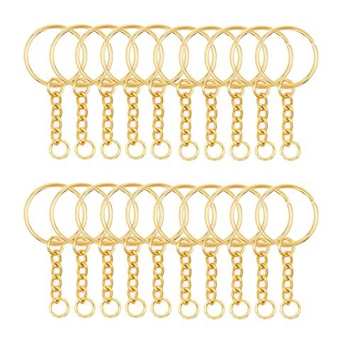 100 Stück Schlüsselanhänger Ring Set,Schlüsselringe Gold,25mm Schlüsselring mit Kette Schlüsselanhänger mit Spaltringe für DIY Craft Making Schmuck Schlüsselanhänger Zubehör 100 Stück Schlüsselanhänger Ring Set,Schlüsselringe Gold,25mm Schlüsselring mit Kette Schlüsselanhänger mit Spaltringe für DIY Craft Making Schmuck Schlüsselanhänger Zubehör von Yuknees
