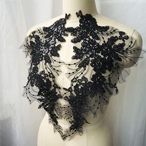 Yulakes 1 Pair Schwarze Pailletten Stickerei Ausschnitt Spitze Kragen Blume Quaste Brautkleid Applikationen Spitze Stoff Bestickte Borte Kragen Mesh Nähen Patch Für Kleid DIY Decor Yulakes 1 Pair Schwarze Pailletten Stickerei Ausschnitt Spitze Kragen Blume Quaste Brautkleid Applikationen Spitze Stoff Bestickte Borte Kragen Mesh Nähen Patch Für Kleid DIY Decor von Yulakes