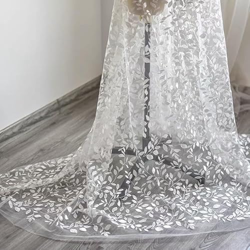 Yulakes 1 Yard Vintage Zweig Blätter Mesh Spitze Stoff Weiße Stickerei Tüll Französisch Nähen Spitze Trim Stoffe Für DIY Handwerk Hochzeit Party Nähen Kleider Vorhänge 145cm von Yulakes