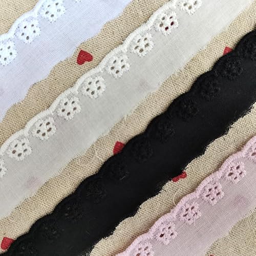 Yulakes 10 Meter Baumwoll Spitzenband Mit Blumenmuster Borten und Bänder zum Nähen Stickerei Spitzenband Spitzenstoff Ösen Zum Nähen DIY Geschenkpapier Scrapbooking 2.5cm (Beige) von Yulakes