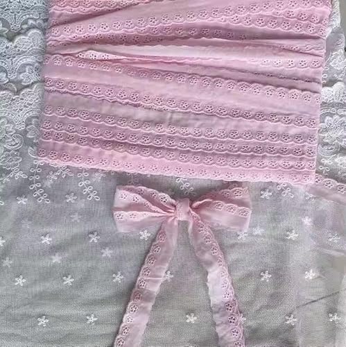 Yulakes 10 Meter Baumwoll Spitzenband Mit Blumenmuster Borten und Bänder zum Nähen Stickerei Spitzenband Spitzenstoff Ösen Zum Nähen DIY Geschenkpapier Scrapbooking 2.5cm (Rosa) von Yulakes