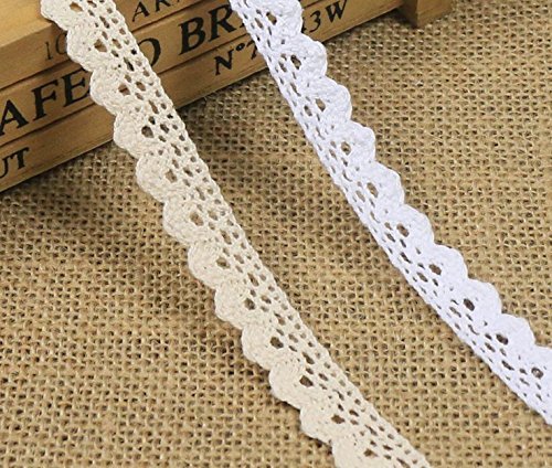 Yulakes 10 Meter Vintage Spitzenband Weiss Spitzenborte Häkel-Borte Spitze Nähen Karten Tagebuch Scrapbooking Geschenkbox Deko-Y01007 (Dunkelweiß) von Yulakes