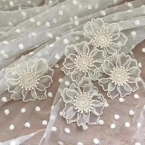 Yulakes 10 Stück Spitze Organza Stickerei Blumen Applique Patches Sticker Aufnäher Applikation Flicken zum Aufnähen Gestickte Basteln und Dekorieren Auf Kleidung (Beige) von Yulakes