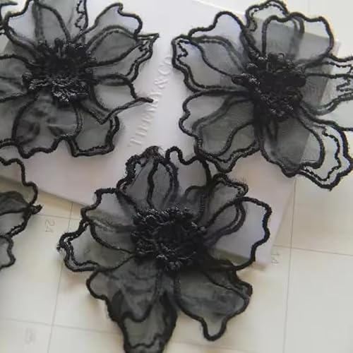 Yulakes 10 Stück Spitze Organza Stickerei Blumen Applique Patches Sticker Aufnäher Applikation Flicken zum Aufnähen Gestickte Basteln und Dekorieren Auf Kleidung (schwarz) von Yulakes