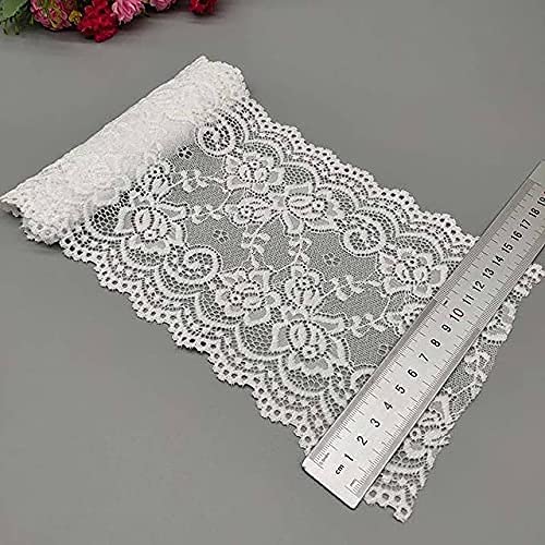 Yulakes 5 Yards Elastizität Spitzenborte Spitzenband Spitzenbordüre Zierband Spitze Blume Borte für Handwerk Dessous Hochzeitskleid Hochzeit Dekor 15cm Breite (Weiß) von Yulakes