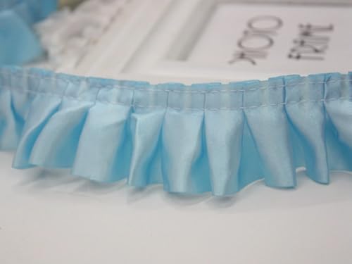 Yulakes 10 Yards Satin Ruffle Trim Spitzenband, plizierte Spitzenborte Chiffon Stoff Bänder für Nähen Herstellung Handwerk Kleid Vorhang Hochzeit Kostüm Kissenbezug Versorgung 4cm (Blau) von Yulakes